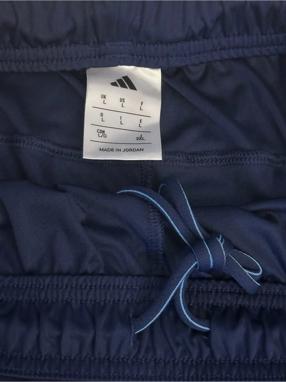 adidas NWT AeroReady Athletic Shorts Men’s L Navy Blue 3 Stripe Drawstring Gym